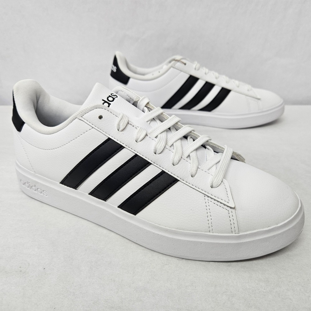 Adidas Grand Court 2.0 Tennis Sneakers GW9195 White Black‎ Mens Size 9.5 - Picture 2 of 9